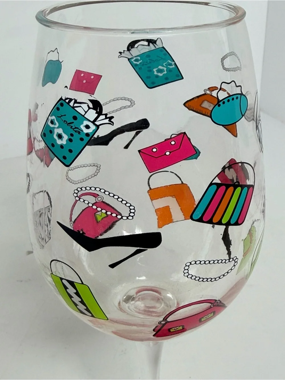 Lolita “Shopaholic, Too” Plastic Wine Glass Pink Purse & Shoe Design